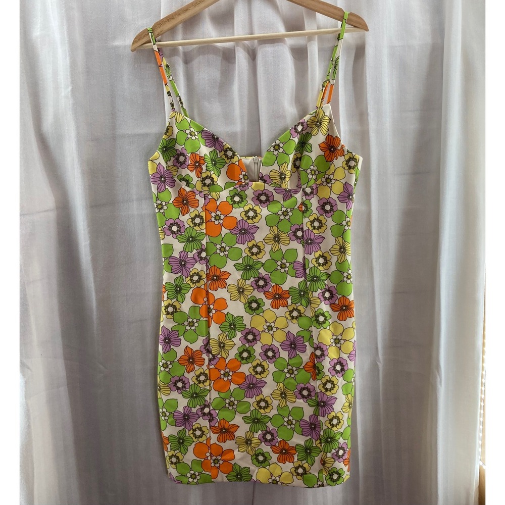 Zara Floral Dress 1960s 1950s Design Vintage Pattern Large Retro Party‎ Bodycon